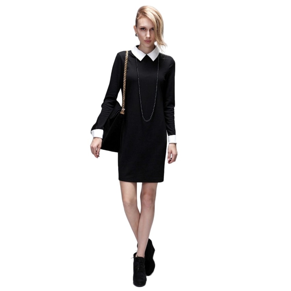 Coco Bella Point Collar Black Dress
